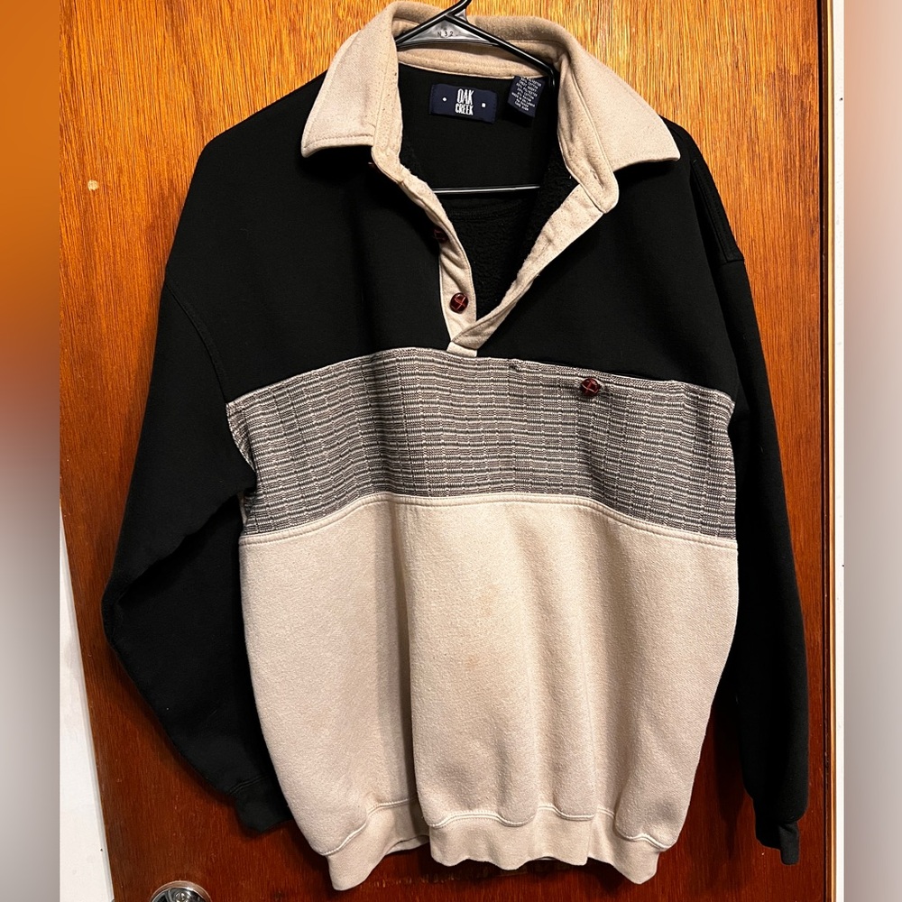 Oak Creek Black and Cream Crewneck Sweater